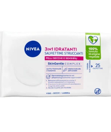 NIVEA SALVIETTINE STRUCCANTI DELICATE 25 PZ PELLI SECCHE E SENSIBILI