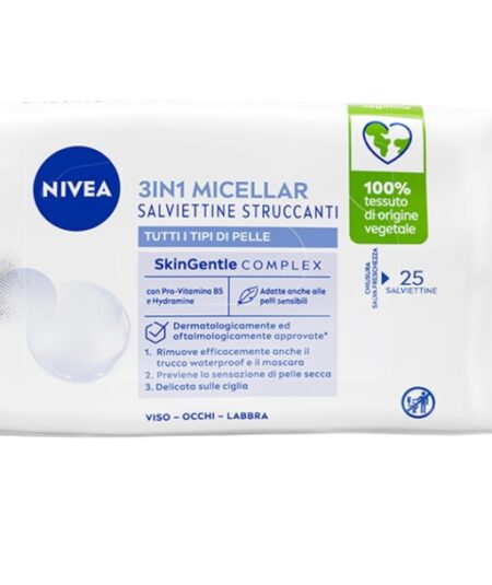 NIVEA SALVIETTINE STRUCCANTI MICELLAIR VISO OCCHI E LABBRA 25 PZ