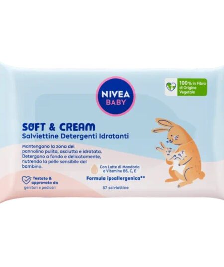 NIVEA BABY SALVIETTINE SOFT & CREAM DETERGENTI IDRATANTI 57PZ