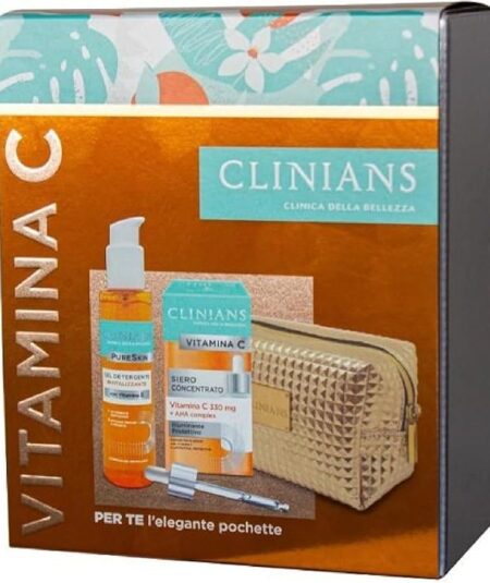 CLINIANS COFFRET VITAMINA C GEL DETERGENTE +SIERO +POCHETTE 150ml+30ml