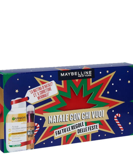 MAYBELLINE NATALE ACQUA MICELLARE BIFASE+CANCELLA ETA'02+MAKEUP BOX