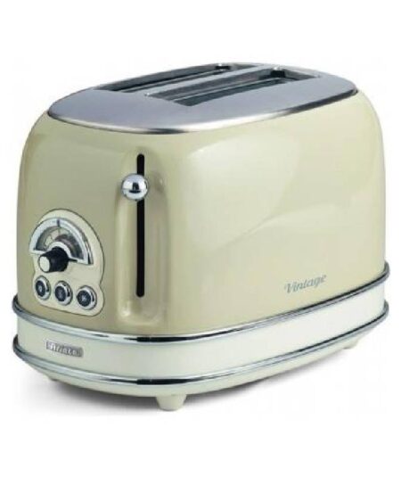 ARIETE TOASTER VINTAGE BEIGE (0155/03) - TOSTAPANE ELETTRICO IN METALLO - 6 LIVELLI DORATURA - ESPULSIONE AUTOMATICA - 810W