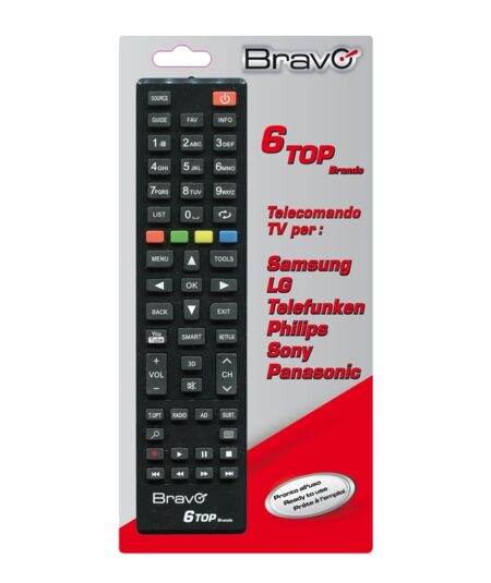 BRAVO 6 TOP BRANDS (90302247) - TELECOMANDO UNIVERSALE PER TV LG / PANASONIC / TELEFUNKEN / PHILIPS / SAMSUNG / SONY