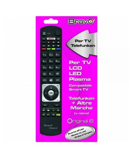 BRAVO ORIGINAL 6 (90202052) - TELECOMANDO COMPATIBILE FEDELMENTE RIPRODOTTO PER TV TELEFUNKEN (FUNZIONA ANCHE PER SHARP / VESTEL / OKI / SABA / TOSHIBA)