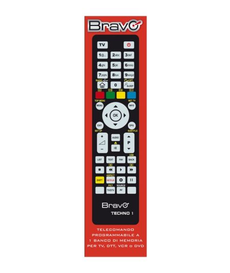 BRAVO TECHNO 1 (92602665) - TELECOMANDO PROGRAMMABILE A 1 BANCO DI MEMORIA PER TV / VCR / DVD PLAYER / DTT