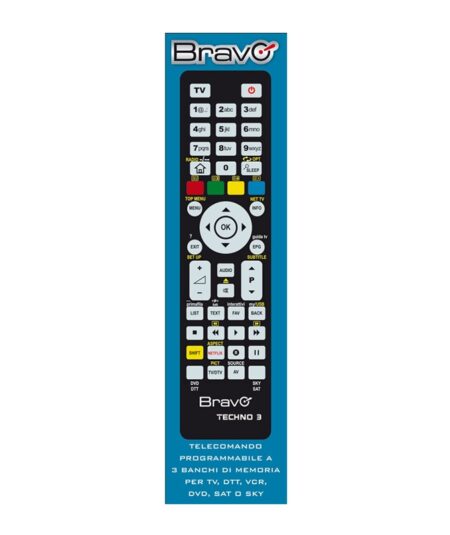 BRAVO TECHNO 3 (92602666) - TELECOMANDO PROGRAMMABILE A 3 BANCHI DI MEMORIA PER TV / VCR / DVD PLAYER / DTT / SKY