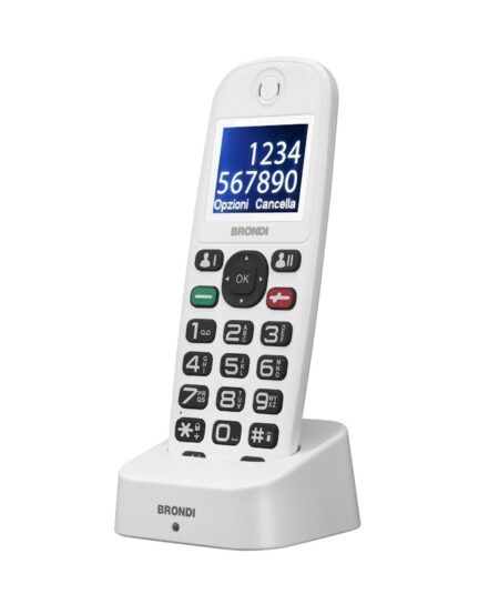 BRONDI AMICO DI CASA (BIANCO) - TELEFONO CELLULARE PER ANZIANI - TASTO SOS - CONTROLLO REMOTO - BASE DI RICARICA