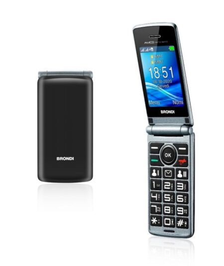 BRONDI AMICO SINCERO (NERO) - TELEFONO CELLULARE PER ANZIANI - TASTO SOS - TORCIA - CONTROLLO REMOTO - ANNUNCIO VOCALE - FOTOCAMERA