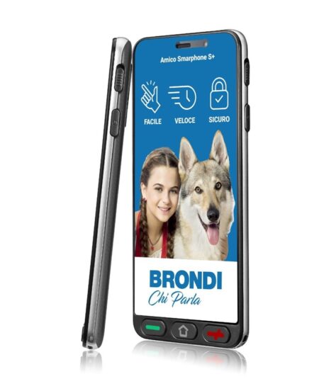 BRONDI AMICO SMARTPHONE S+B (NERO) - SMARTPHONE PER ANZIANI - TASTO SOS - TORCIA - CONTROLLO REMOTO - FOTOCAMERA - CONNETTIVITA 4G - BASE DI RICARICA