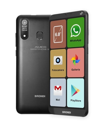 BRONDI AMICO SMARTPHONE XL (NERO) - SMARTPHONE PER ANZIANI - TORCIA - CONTROLLO REMOTO - FOTOCAMERA - CONNETTIVITA 4G