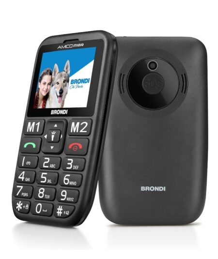 BRONDI AMICO STILOSO (NERO) - TELEFONO CELLULARE PER ANZIANI - TASTO SOS - TORCIA - CONTROLLO REMOTO - ANNUNCIO VOCALE - FOTOCAMERA