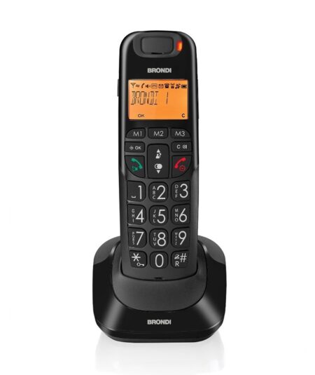 BRONDI BRAVO BRIGHT (NERO) - TELEFONO CORDLESS SINGOLO - AUDIO AMPLIFICATO - VIVAVOCE