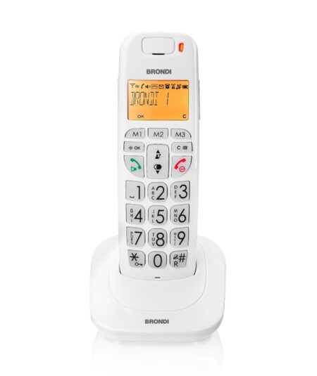 BRONDI BRAVO BRIGHT (BIANCO) - TELEFONO CORDLESS SINGOLO - AUDIO AMPLIFICATO - VIVAVOCE