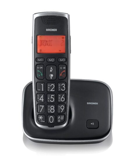 BRONDI BRAVO GOLD 2 (NERO) - TELEFONO CORDLESS SINGOLO - TASTI GRANDI - AUDIO AMPLIFICATO - VIVAVOCE