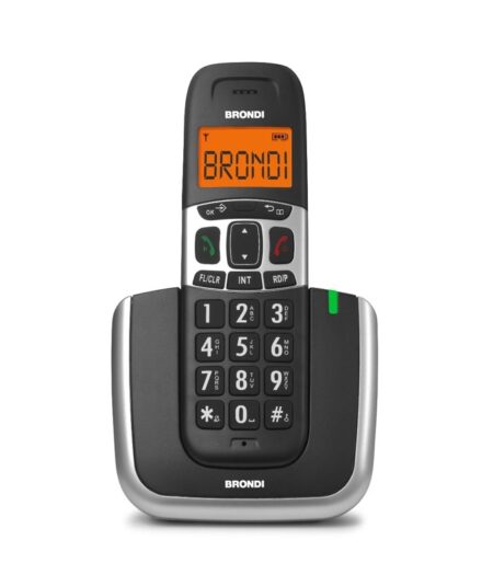 BRONDI BRAVO PLATINUM (NERO) - TELEFONO CORDLESS SINGOLO - TASTI GRANDI - VIVAVOCE