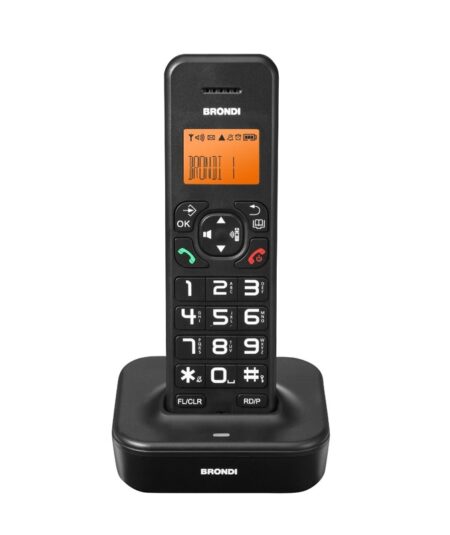 BRONDI BRAVO STAR (NERO) - TELEFONO CORDLESS SINGOLO - TASTI GRANDI - VIVAVOCE