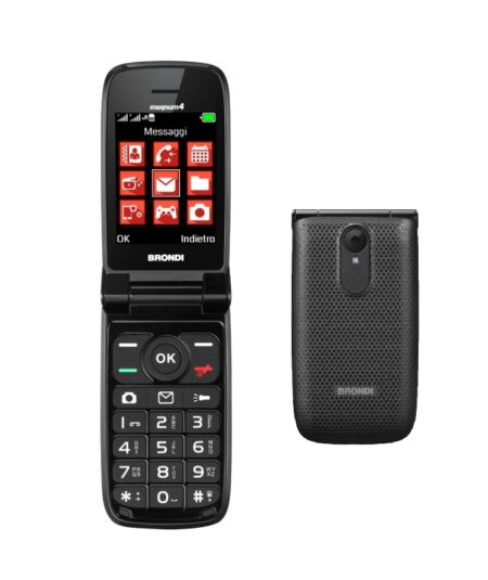 BRONDI MAGNUM 4 (NERO) - TELEFONO CELLULARE PER ANZIANI - TORCIA - FOTOCAMERA
