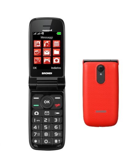 BRONDI MAGNUM 4 (ROSSO) - TELEFONO CELLULARE PER ANZIANI - TORCIA - FOTOCAMERA