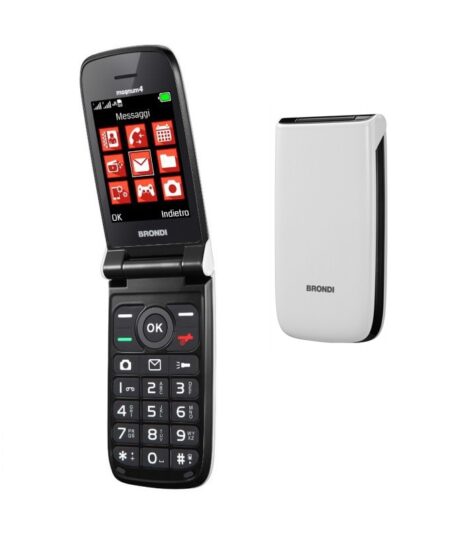 BRONDI MAGNUM 4 (BIANCO) - TELEFONO CELLULARE PER ANZIANI - TORCIA - FOTOCAMERA