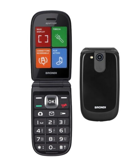 BRONDI RAPTOR (NERO) - TELEFONO CELLULARE PER ANZIANI - TORCIA