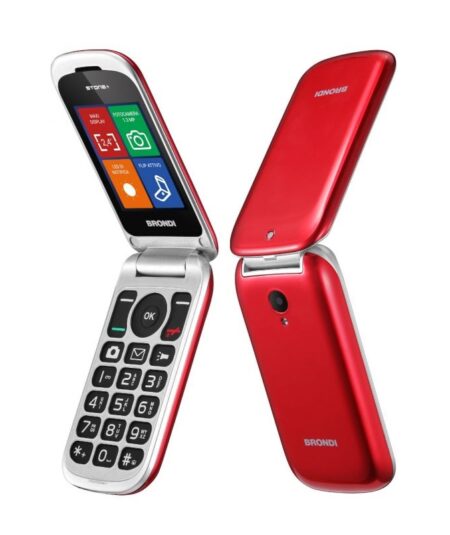 BRONDI STONE+ (ROSSO) - TELEFONO CELLULARE PER ANZIANI - TORCIA - FOTOCAMERA