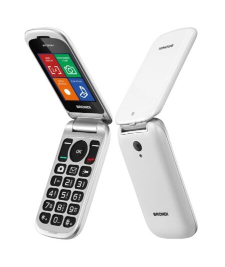 BRONDI STONE+ (BIANCO) - TELEFONO CELLULARE PER ANZIANI - TORCIA - FOTOCAMERA