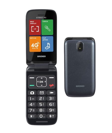 BRONDI STRIKE 4G (GRIGIO) - TELEFONO CELLULARE PER ANZIANI - TORCIA - FOTOCAMERA - VOLTE - CONNETTIVITA 4G