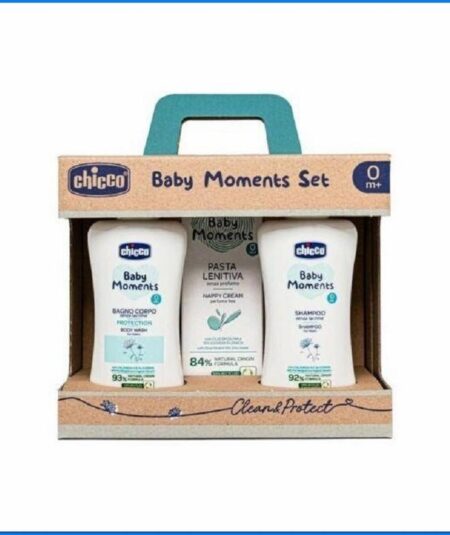 Chicco Baby Moments Coffret Clean & Protect – Bagnoschiuma, Shampoo e Pasta Lenitiva