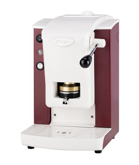 FABER SLOT PLAST BASIC  - MACCHINA PER CAFFE' CON PRESSACIALDA IN OTTONE - TELAIO IN METALLO BORGOGNA E FRONTALE IN POLICARBONATO BIANCO