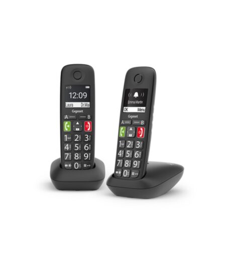 GIGASET E290 (NERO) - TELEFONO CORDLESS SENIOR DOPPIO - VIVAVOCE - TASTI GRANDI