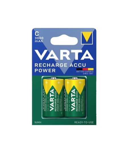 BLISTER 2 BATTERIE RICARICABILI VARTA 1/2 Torcia (C) NI-MH 3000mAh 1.2V