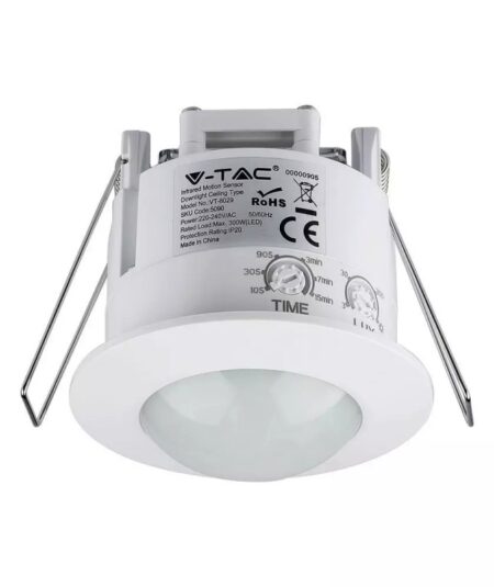 V-TAC VT-8029 (BIANCO) - SENSORE DI MOVIMENTO E CREPUSCOLARE A INCASSO - RILEVAZIONE 6 METRI - IP20