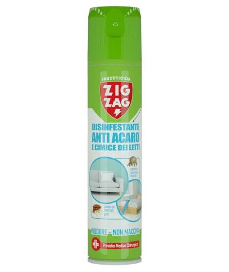 Zig Zag, Spray Anti Acaro, Acaricida per materassi, Acaricida per divani, Spray contro le Cimici dei Letti, Insetticida per uso domestico, Ideale contro le pulci, 300ml