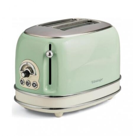 Ariete Vintage Toaster 0155/04 – Tostapane Elettrico 2 Fette Verde, 6 Livelli Doratura, Espulsione Automatica, 810 W