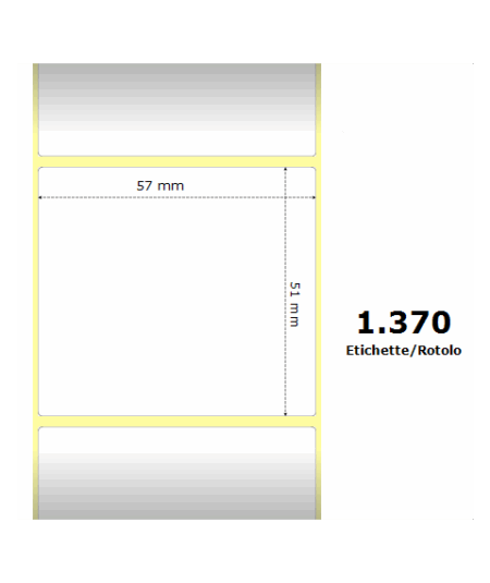 Etichette Zebra 57x51mm bianche 1370 Etichette 800262-205 termiche compatibili per ZEBRA GK420,ZD420,ZD421,ZD620 Z-2000D 2.2x2x1 Core