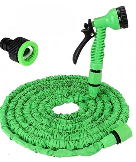 Tubo estensibile da giardino da 5mt a 15mt verde K1439,con connettori e irrigatore,7 tipologie di spruzzo, alta qualità