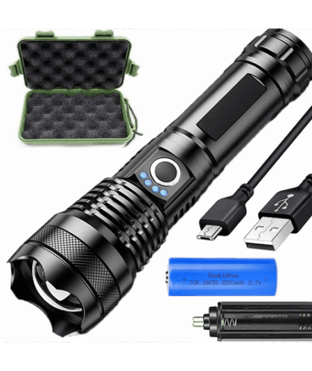Torcia a LED  USB ricaricabile da Campeggio in alluminio