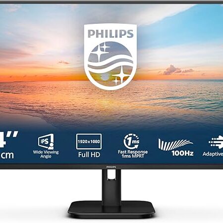 Philips 24E1N1100A – Monitor 24" Full HD IPS, 100Hz, 1ms, Altoparlanti Integrati, VGA + HDMI, Design Frameless