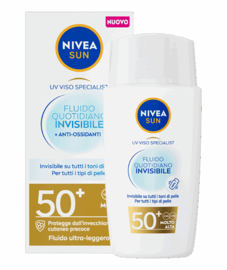 NIVEA Sun Viso – Fluido Quotidiano Invisibile SPF 50+ 40 ml | Leggerezza Opacizzante & Protezione Quotidiana