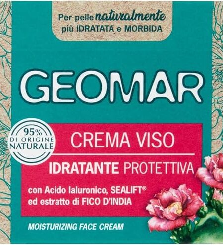 GEOMAR Crema Viso Idratante Protettiva 50 ml – Con Acido Ialuronico Vegetale, Aloe Biologica e Fico d'India