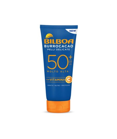 Bilboa Burrocacao Crema Solare con Vitamina C SPF50+ – Protezione Molto Alta per Pelli Delicate – 180ml