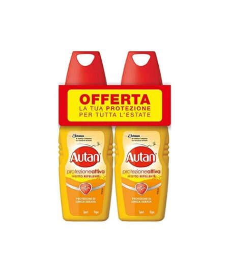 Autan Protezione Attiva Bipacco – 2 Spray Vapo da 100 ml, Repellente Antizanzare