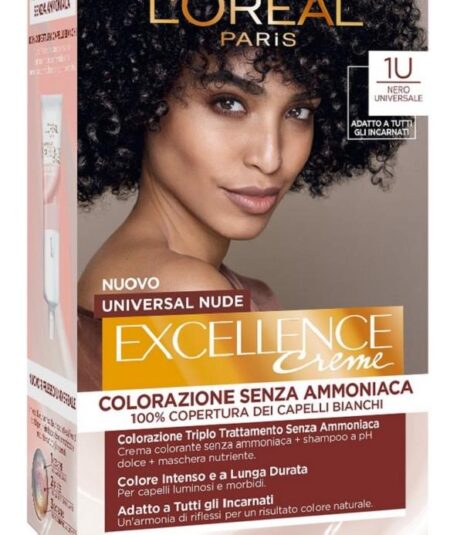 L'Oreal Excellence Crème 1U Nero Universale – Colorazione Permanente Senza Ammoniaca