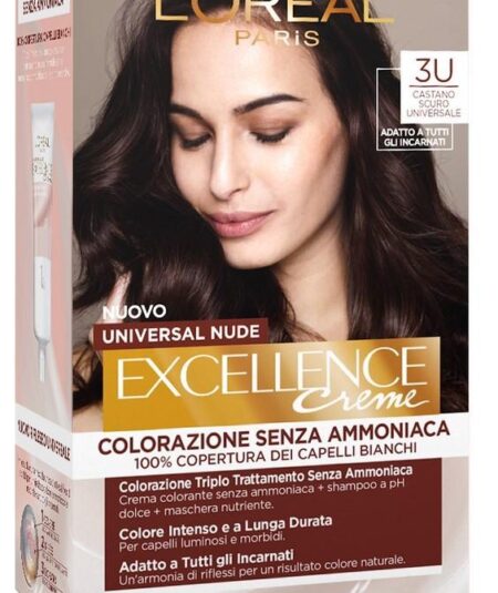 L'Oreal Excellence Crème 3 U Castano Scuro – Colorazione Permanente Senza Ammoniaca
