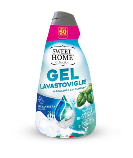 Sweet Home Gel Lavastoviglie Salvia e Bicarbonato 1000 ml – Detergente concentrato naturale