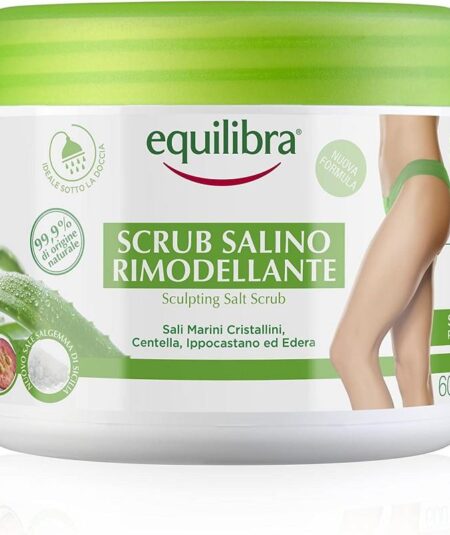 Equilibra Scrub Salino Rimodellante 600 g – Esfoliante Corpo con Sali Marini e Oli Naturali