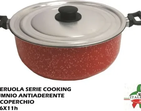 Pentola Casseruola Eco Cooking con Coperchio 26 cm Ital Flon – Alluminio, Rivestimento Antiaderente